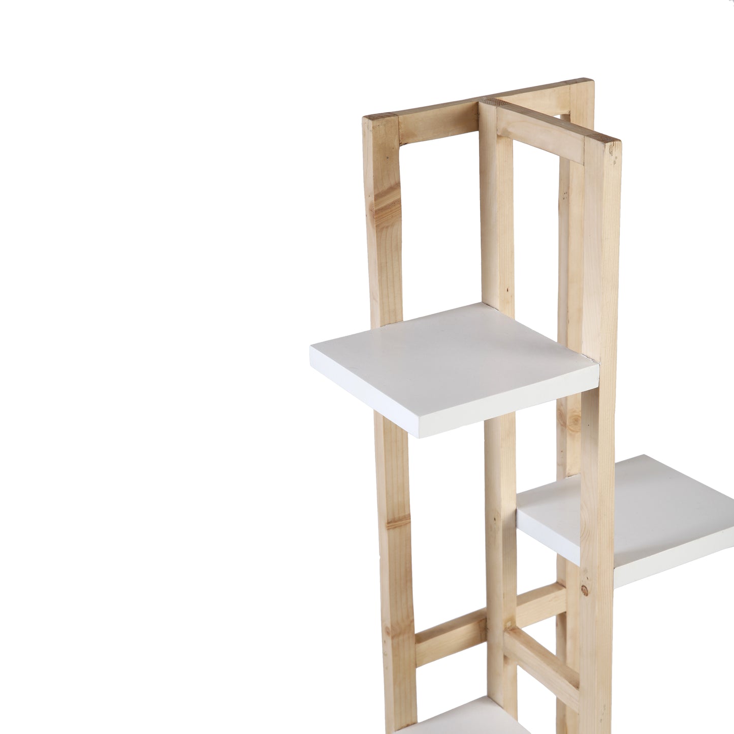 A Tiny MistakeAll Purpose Five Tier Stand (One Piece) (For Planters, Ornaments and Accessories) (Natural Pine Wood Stand with White Planks)