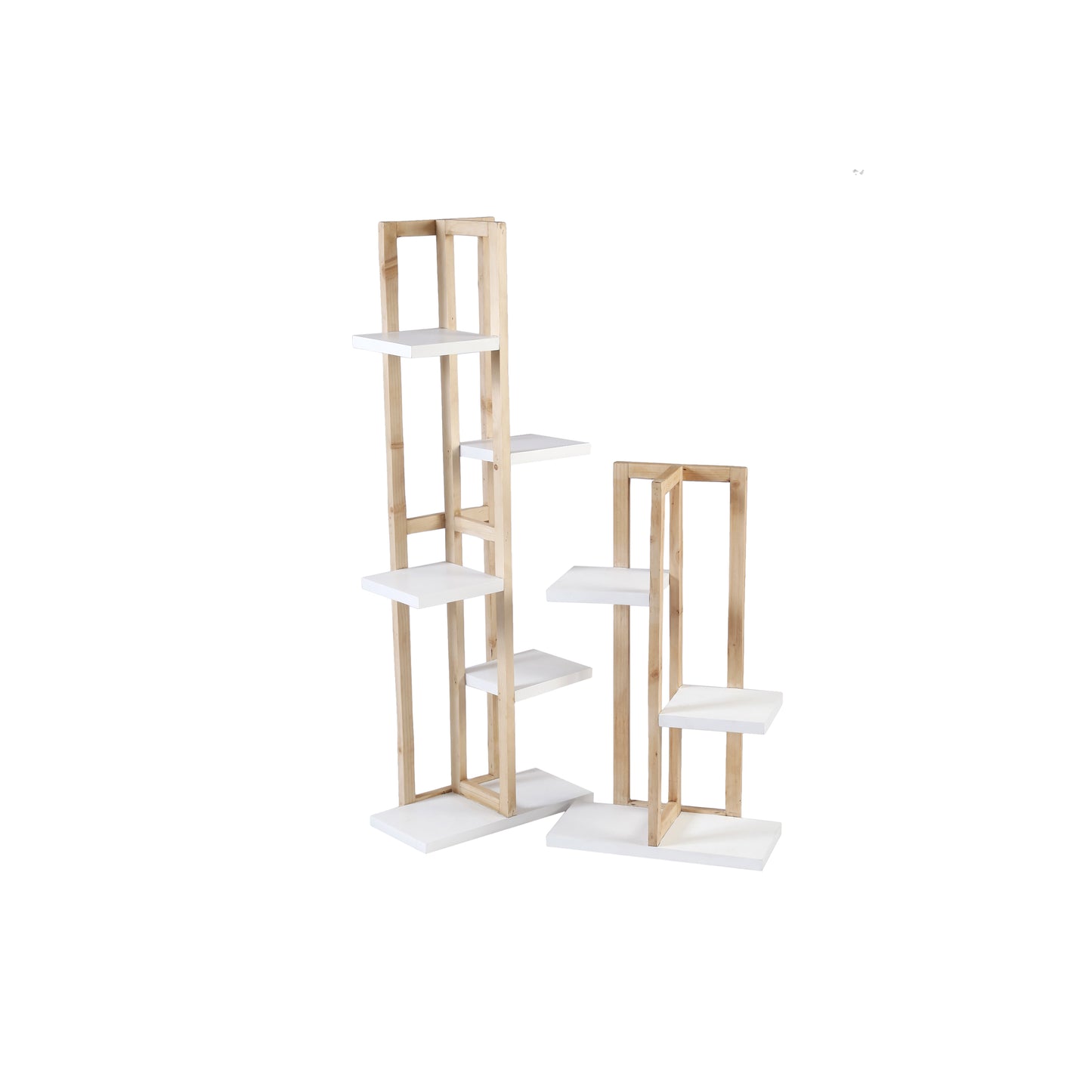 A Tiny Mistake All Purpose Three Tier Stand (One Piece) (For Planters, Ornaments and Accessories) (Natural Pine Wood Stand with White Planks)