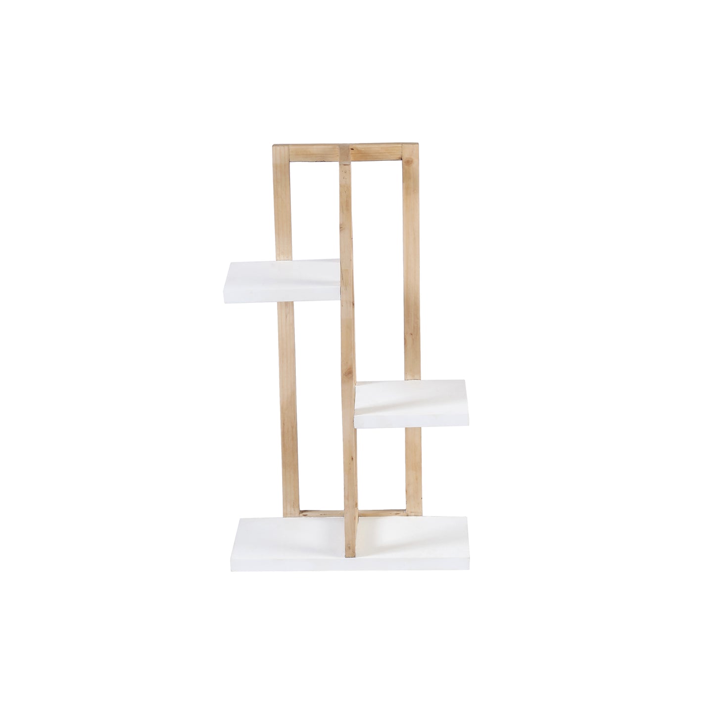 A Tiny Mistake All Purpose Three Tier Stand (One Piece) (For Planters, Ornaments and Accessories) (Natural Pine Wood Stand with White Planks)