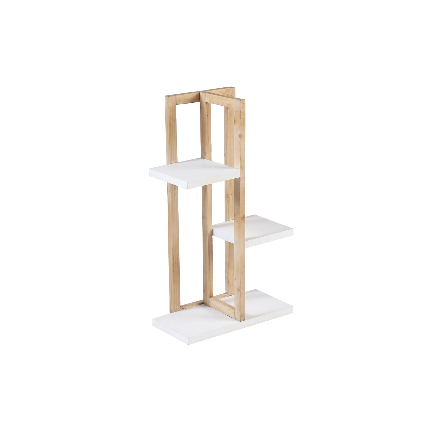 A Tiny Mistake All Purpose Three Tier Stand (One Piece) (For Planters, Ornaments and Accessories) (Natural Pine Wood Stand with White Planks)
