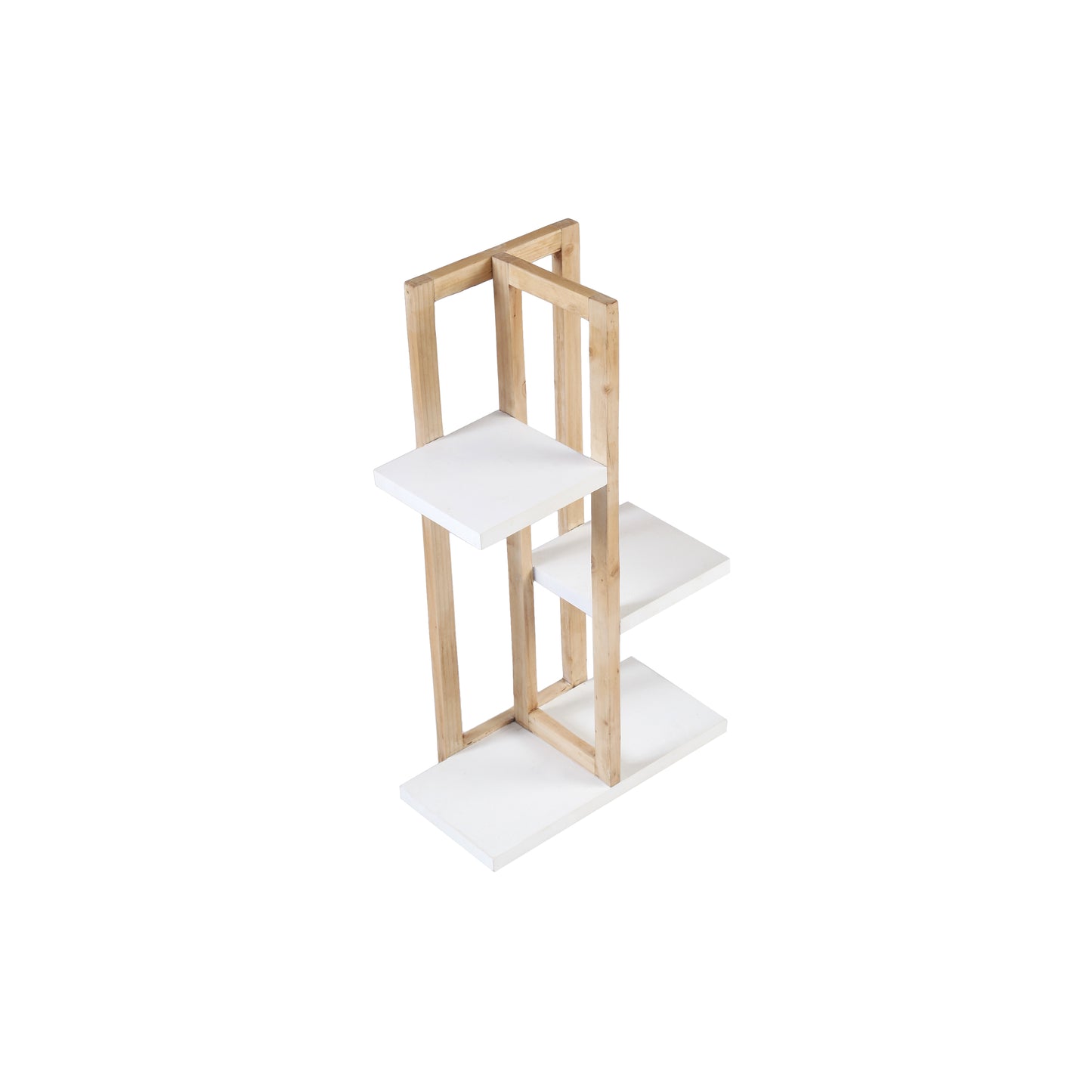 A Tiny Mistake All Purpose Three Tier Stand (One Piece) (For Planters, Ornaments and Accessories) (Natural Pine Wood Stand with White Planks)