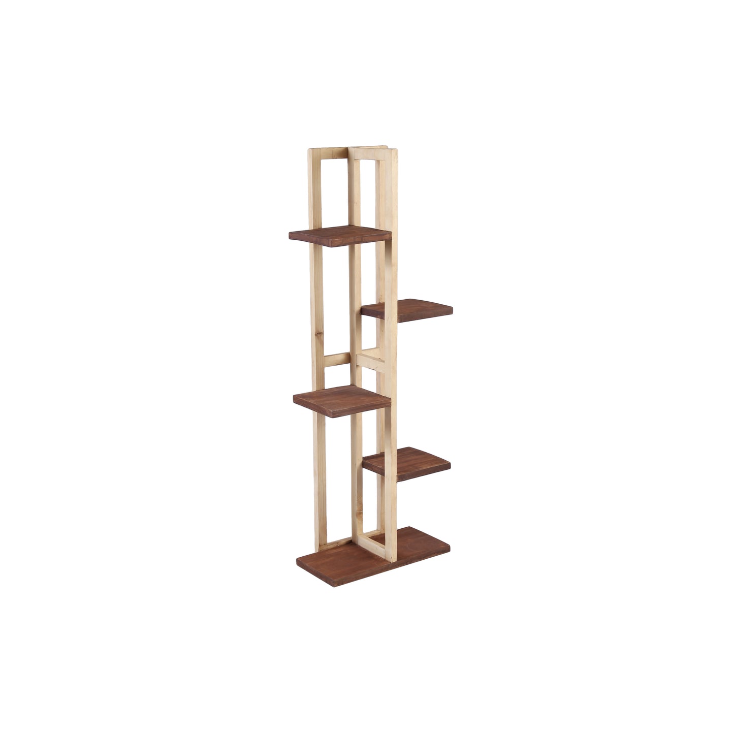 A Tiny Mistake All Purpose Five Tier Stand (One Piece) (For Planters, Ornaments and Accessories) (Natural Pine Wood Stand with Dark Planks)