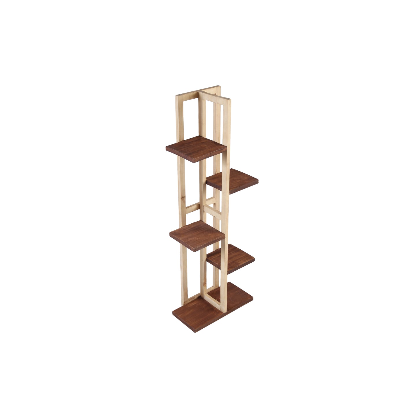A Tiny Mistake All Purpose Five Tier Stand (One Piece) (For Planters, Ornaments and Accessories) (Natural Pine Wood Stand with Dark Planks)