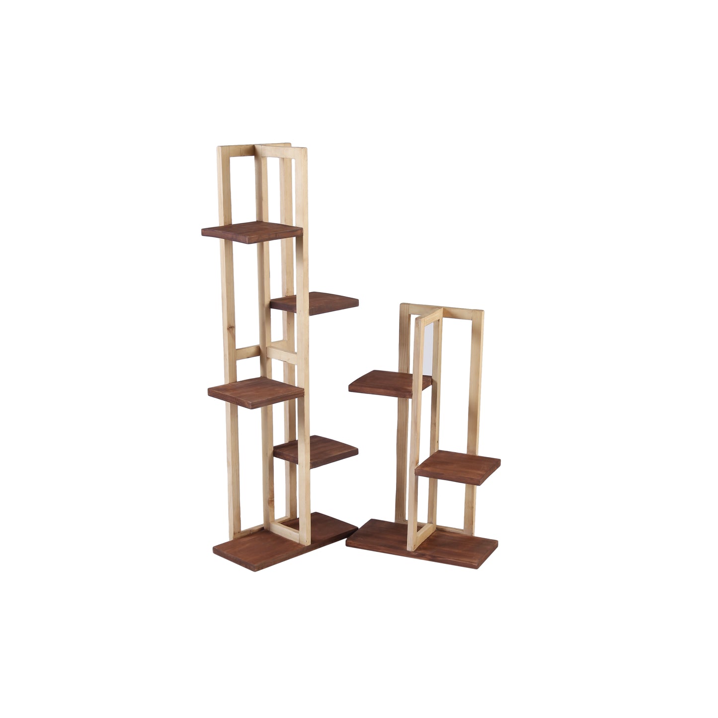 A Tiny Mistake All Purpose Five Tier Stand (One Piece) (For Planters, Ornaments and Accessories) (Natural Pine Wood Stand with Dark Planks)