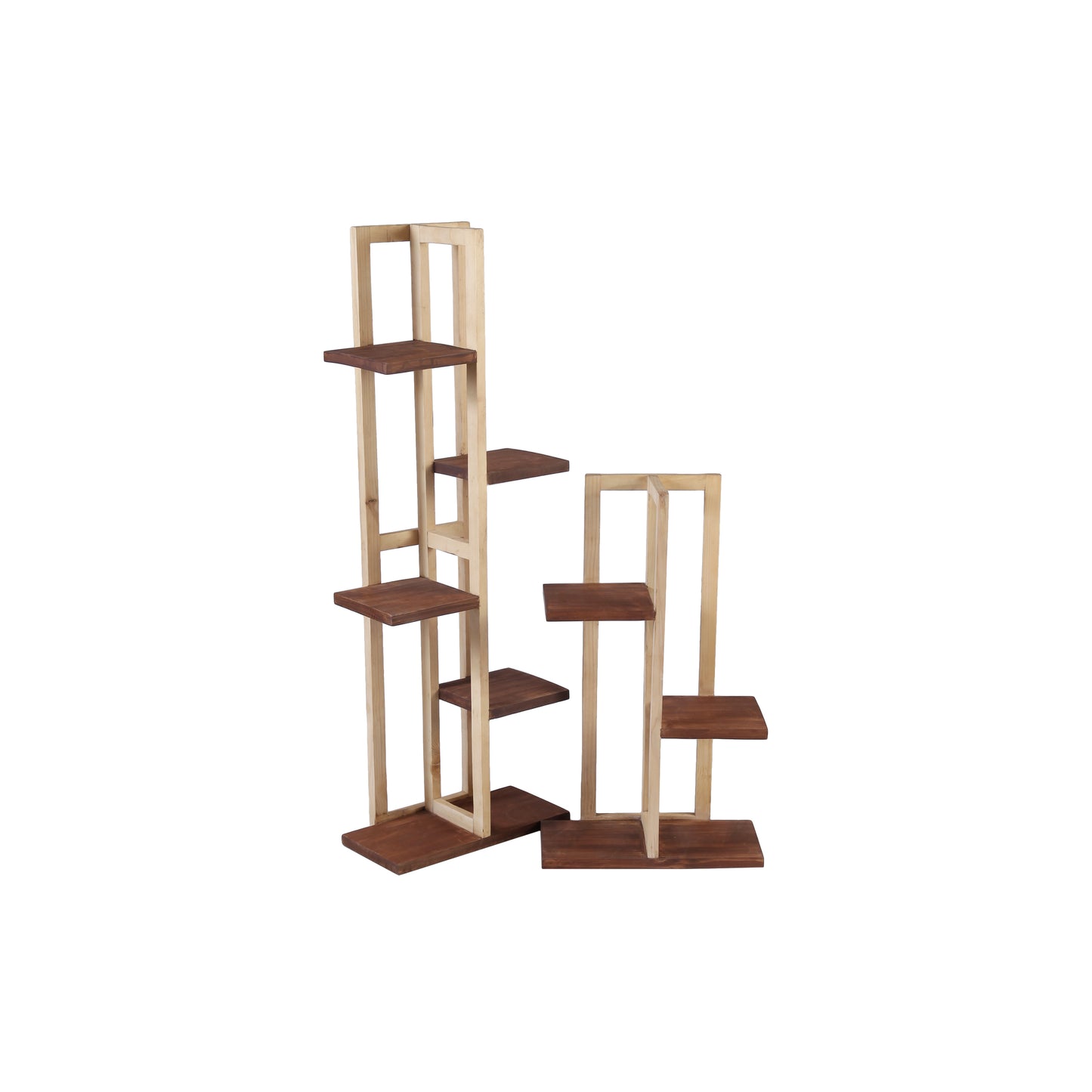 A Tiny Mistake All Purpose Three Tier Stand (One Piece) (For Planters, Ornaments and Accessories) (Natural Pine Wood Stand with Dark Planks)