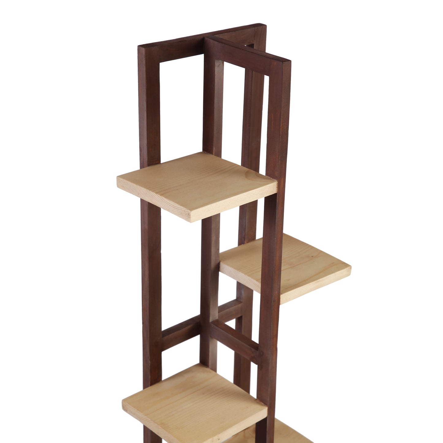 A Tiny Mistake All Purpose Five Tier Stand (One Piece) (For Planters, Ornaments and Accessories) (Dark Stand with Natural Pine Wood Planks)