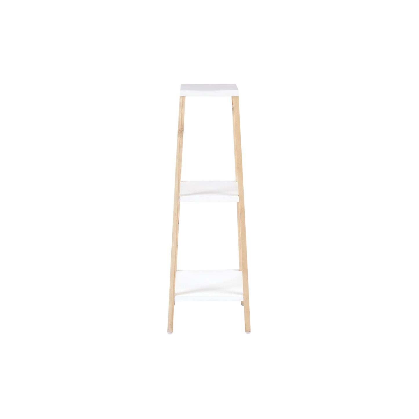 A Tiny Mistake Square Four Legged Tapering Three Tier Decorative Stand (Three Tiers) (White Base with Light Legs)