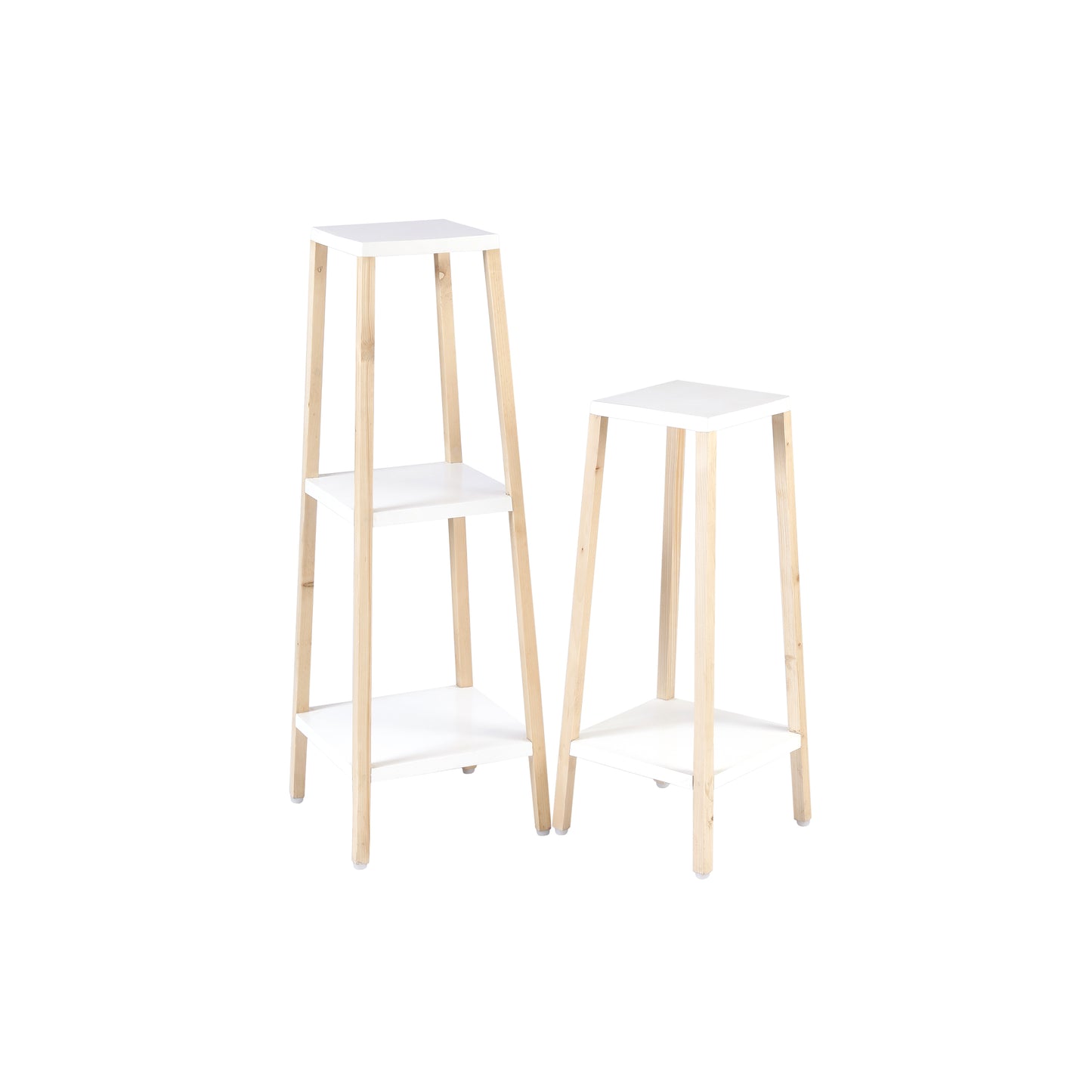A Tiny Mistake Square Four Legged Tapering Two Tier Decorative Stand (Two Tiers) (White Base with Light Legs)