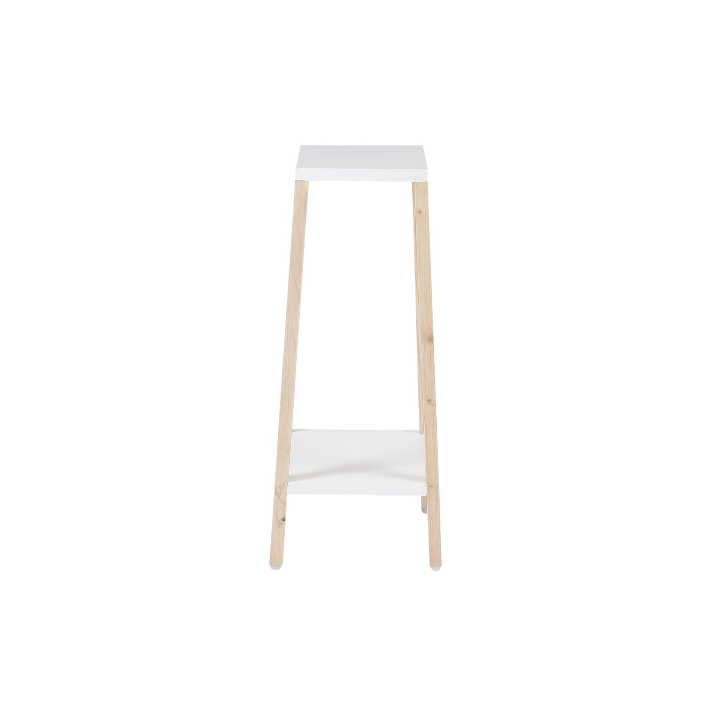A Tiny Mistake Square Four Legged Tapering Two Tier Decorative Stand (Two Tiers) (White Base with Light Legs)