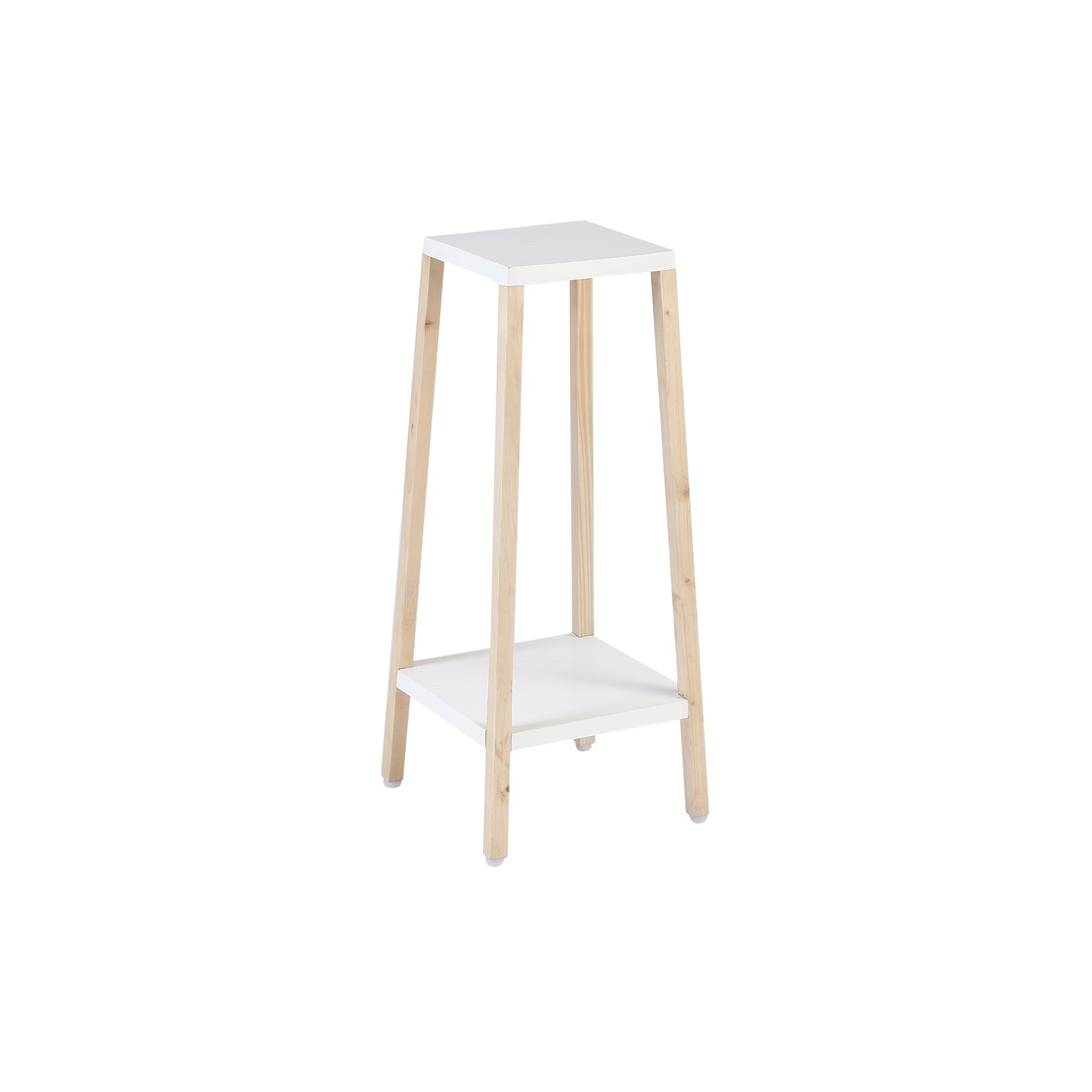 A Tiny Mistake Square Four Legged Tapering Two Tier Decorative Stand (Two Tiers) (White Base with Light Legs)