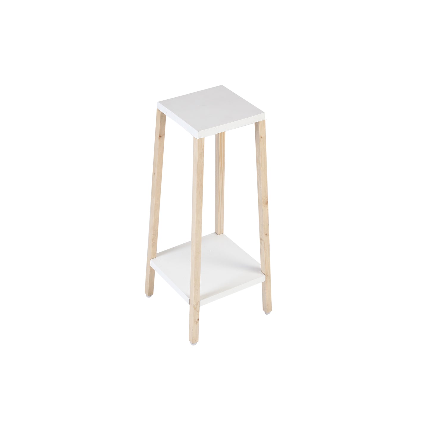 A Tiny Mistake Square Four Legged Tapering Two Tier Decorative Stand (Two Tiers) (White Base with Light Legs)
