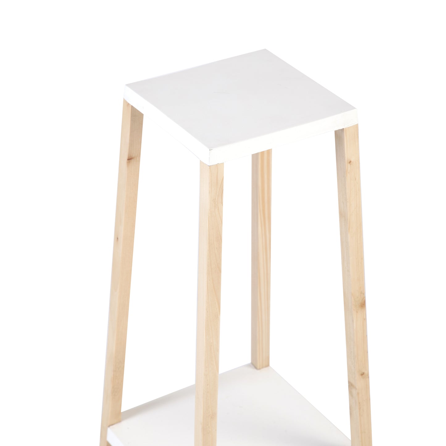 A Tiny Mistake Square Four Legged Tapering Two Tier Decorative Stand (Two Tiers) (White Base with Light Legs)