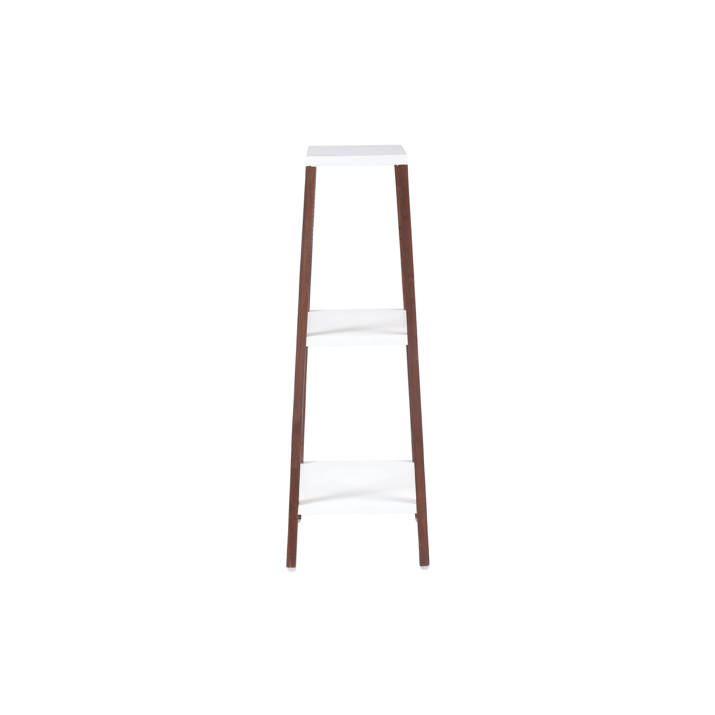 A Tiny Mistake Square Four Legged Tapering Three Tier Decorative Stand (Three Tiers) (White Base with Dark Legs)