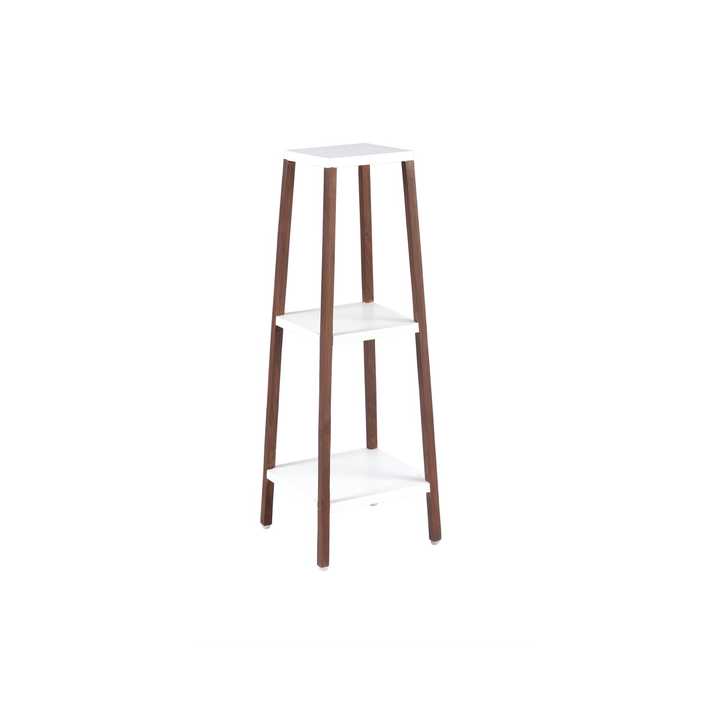 A Tiny Mistake Square Four Legged Tapering Three Tier Decorative Stand (Three Tiers) (White Base with Dark Legs)