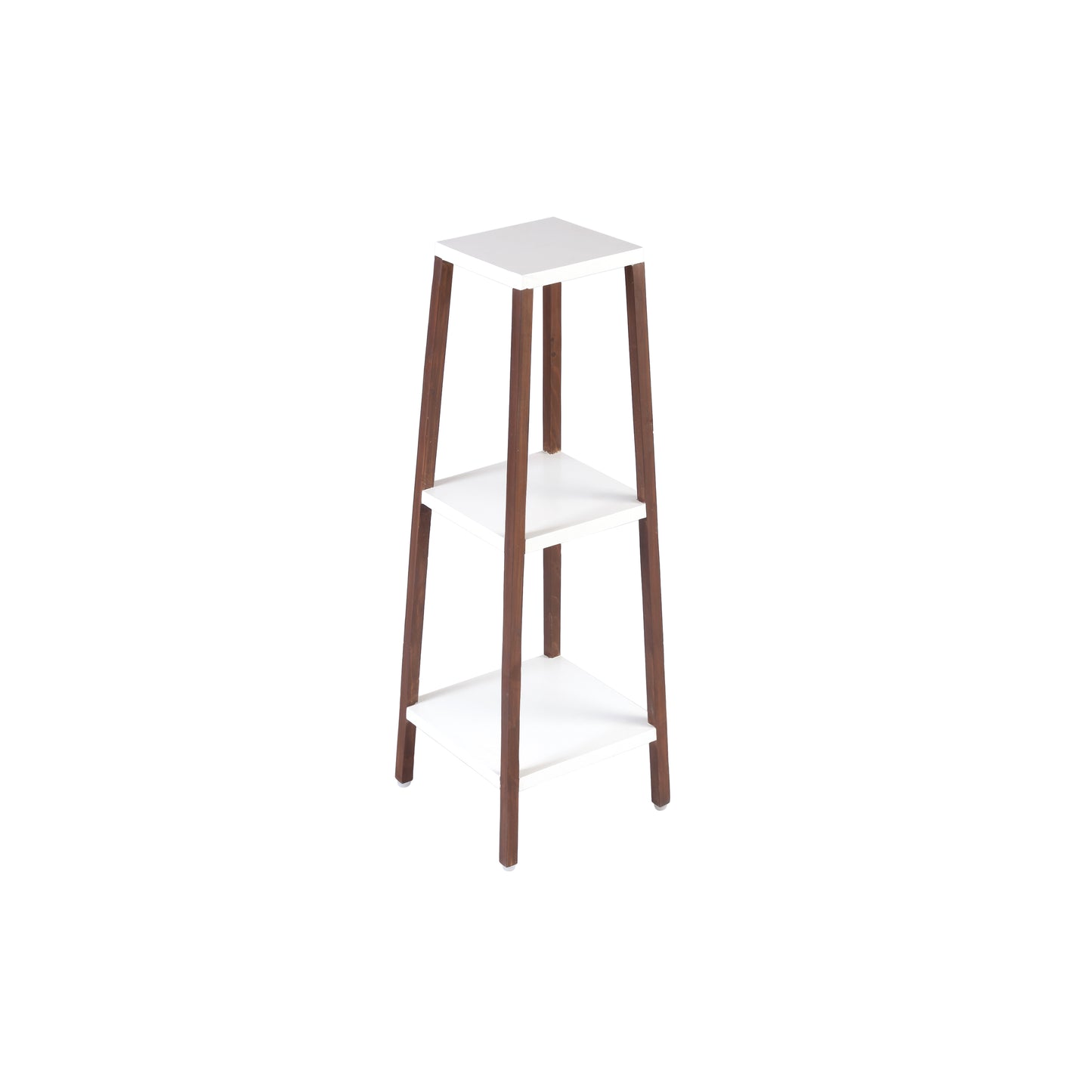 A Tiny Mistake Square Four Legged Tapering Three Tier Decorative Stand (Three Tiers) (White Base with Dark Legs)
