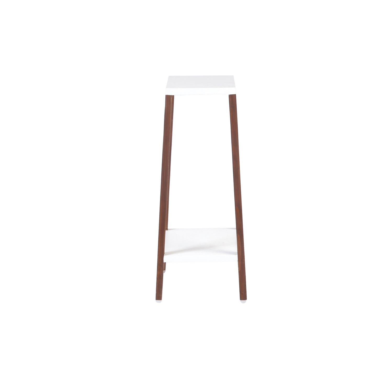 A Tiny Mistake Square Four Legged Tapering Two Tier Decorative Stand (Two Tiers) (White Base with Dark Legs)