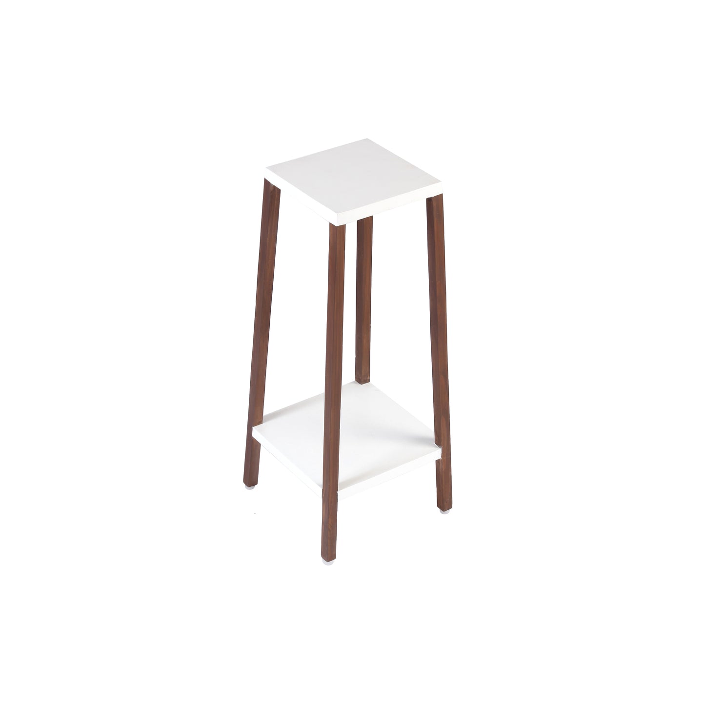 A Tiny Mistake Square Four Legged Tapering Two Tier Decorative Stand (Two Tiers) (White Base with Dark Legs)