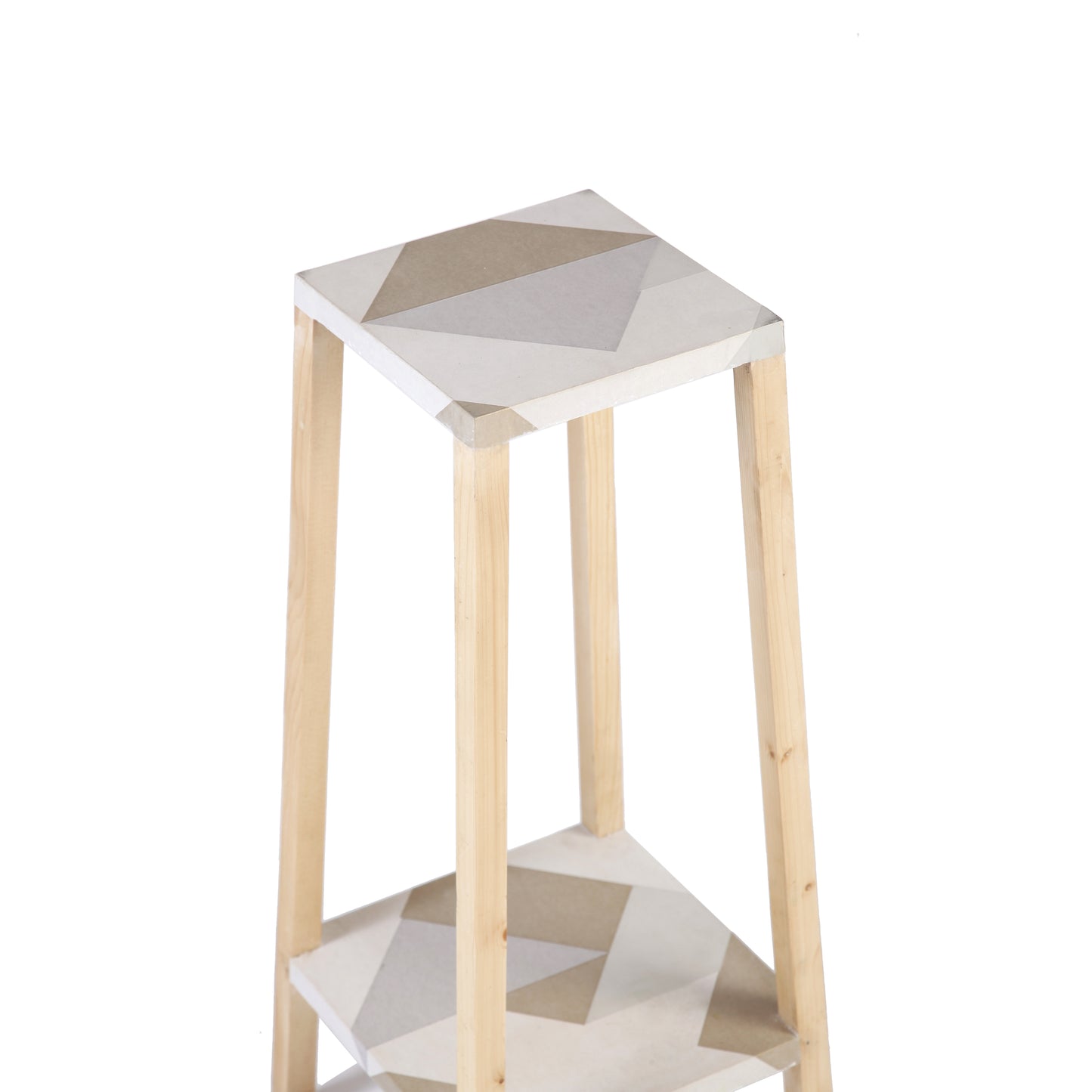 A Tiny Mistake Square Four Legged Tapering Two Tier Decorative Stand Two Tiers) (Geometric Base with Light Legs)