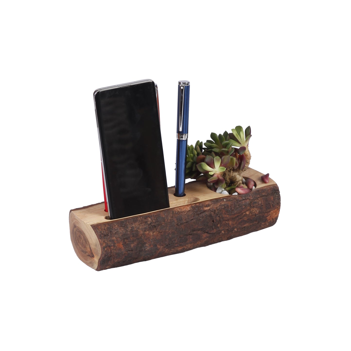 A Tiny Mistake Desk Wooden Log 3 in 1 Planter, Indoor Planter for Home Decor, Perfect for Work from Home Desk