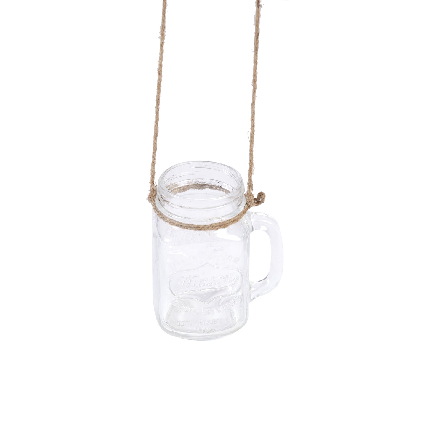 A Tiny Mistake Hanging Rectangle Glass Mason Jars with Jute Rope (Set of Two)