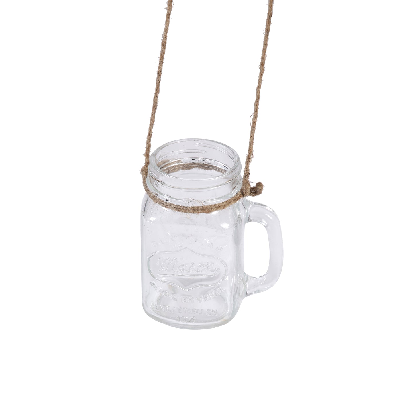 A Tiny Mistake Hanging Rectangle Glass Mason Jars with Jute Rope (Set of Two)