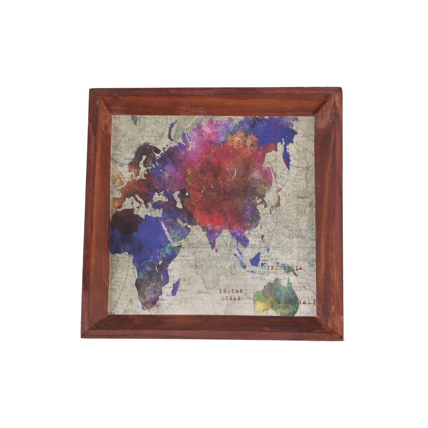 A Tiny Mistake Atlas Small Square Wooden Serving Tray, 18 x 18 x 2 cm