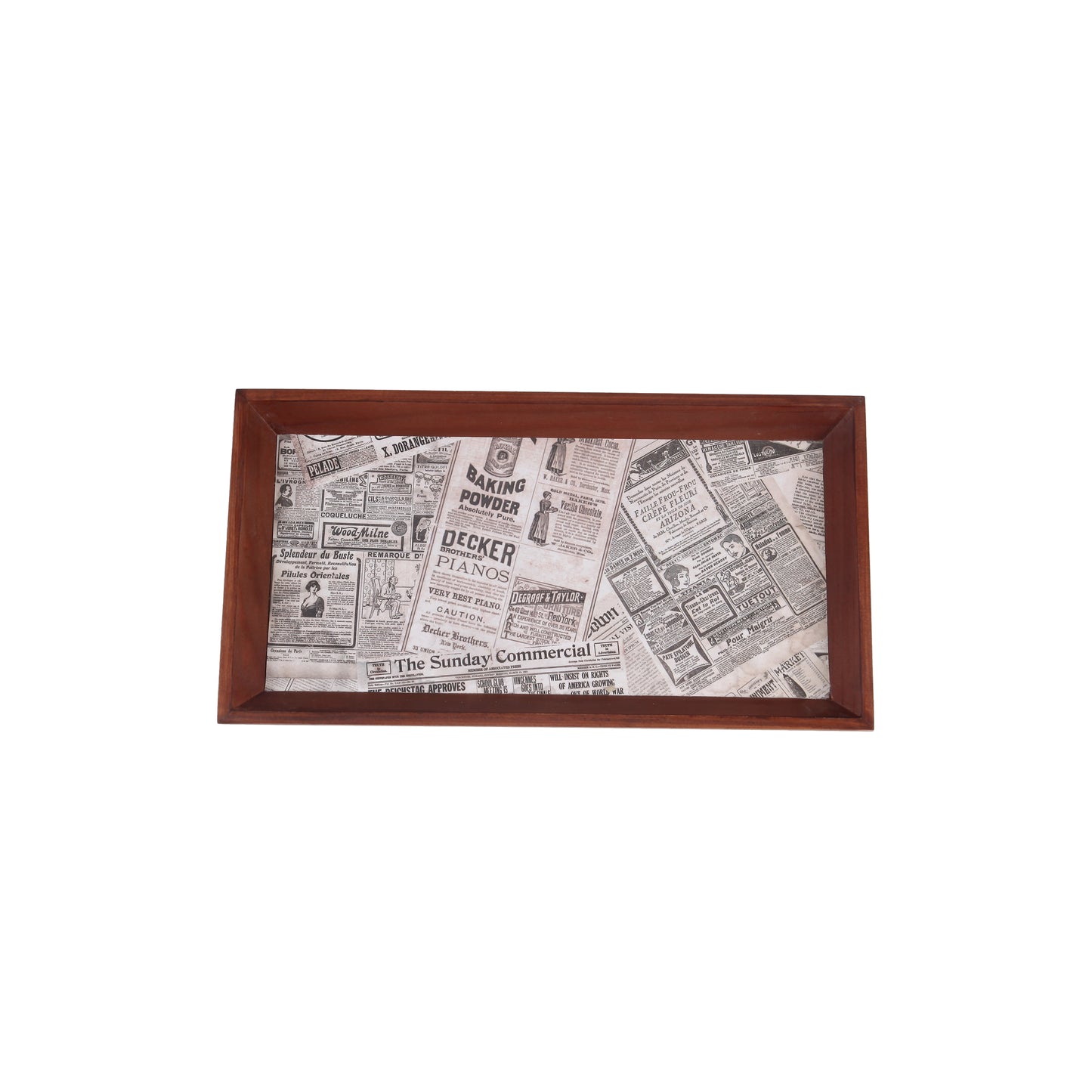 A Tiny Mistake Vintage Newspaper Rectangle Wooden Serving Tray, 35 x 20 x 2 cm