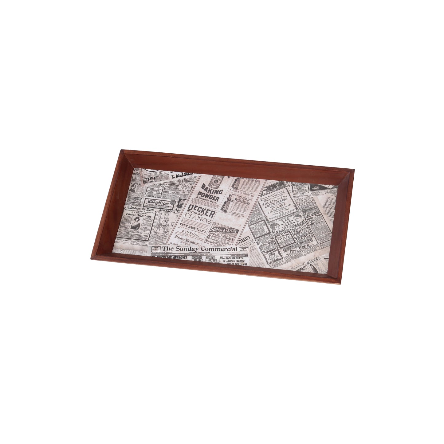 A Tiny Mistake Vintage Newspaper Rectangle Wooden Serving Tray, 35 x 20 x 2 cm