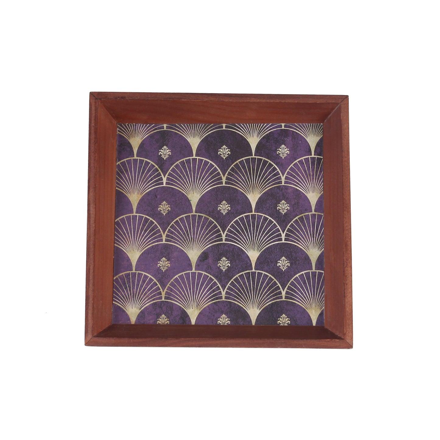 A Tiny Mistake Jamun Small Square Wooden Serving Tray, 18 x 18 x 2 cm