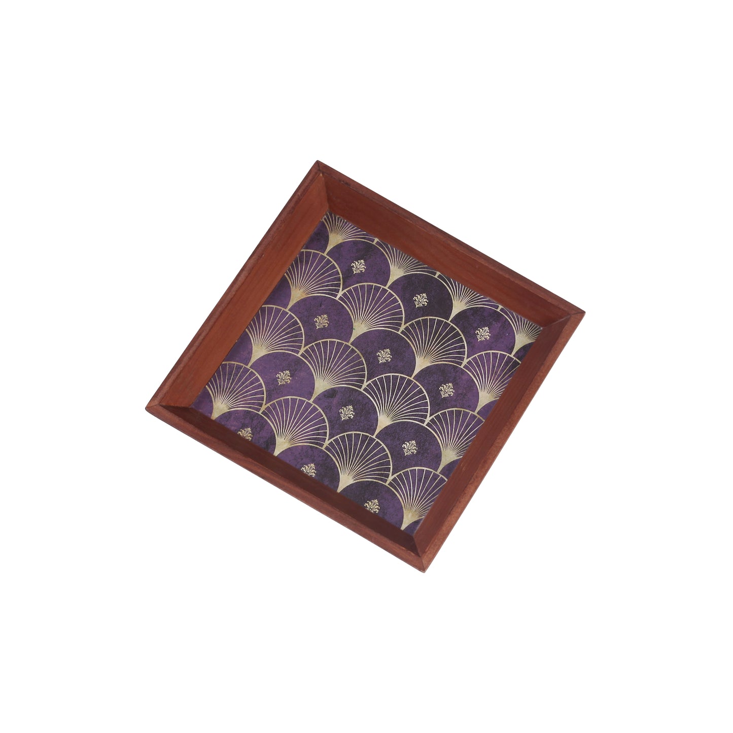 A Tiny Mistake Jamun Small Square Wooden Serving Tray, 18 x 18 x 2 cm