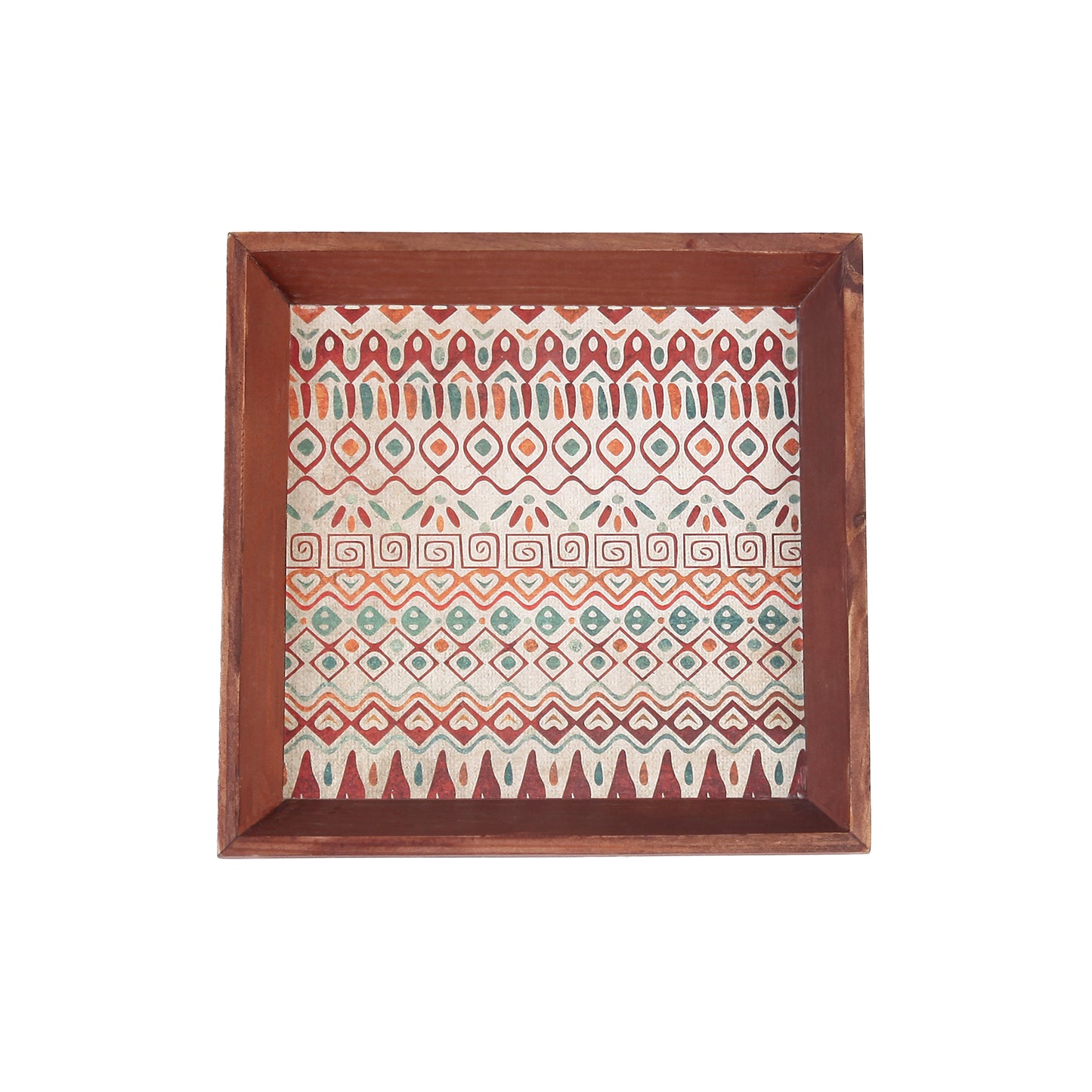 A Tiny Mistake Aztec Small Square Wooden Serving Tray, 18 x 18 x 2 cm