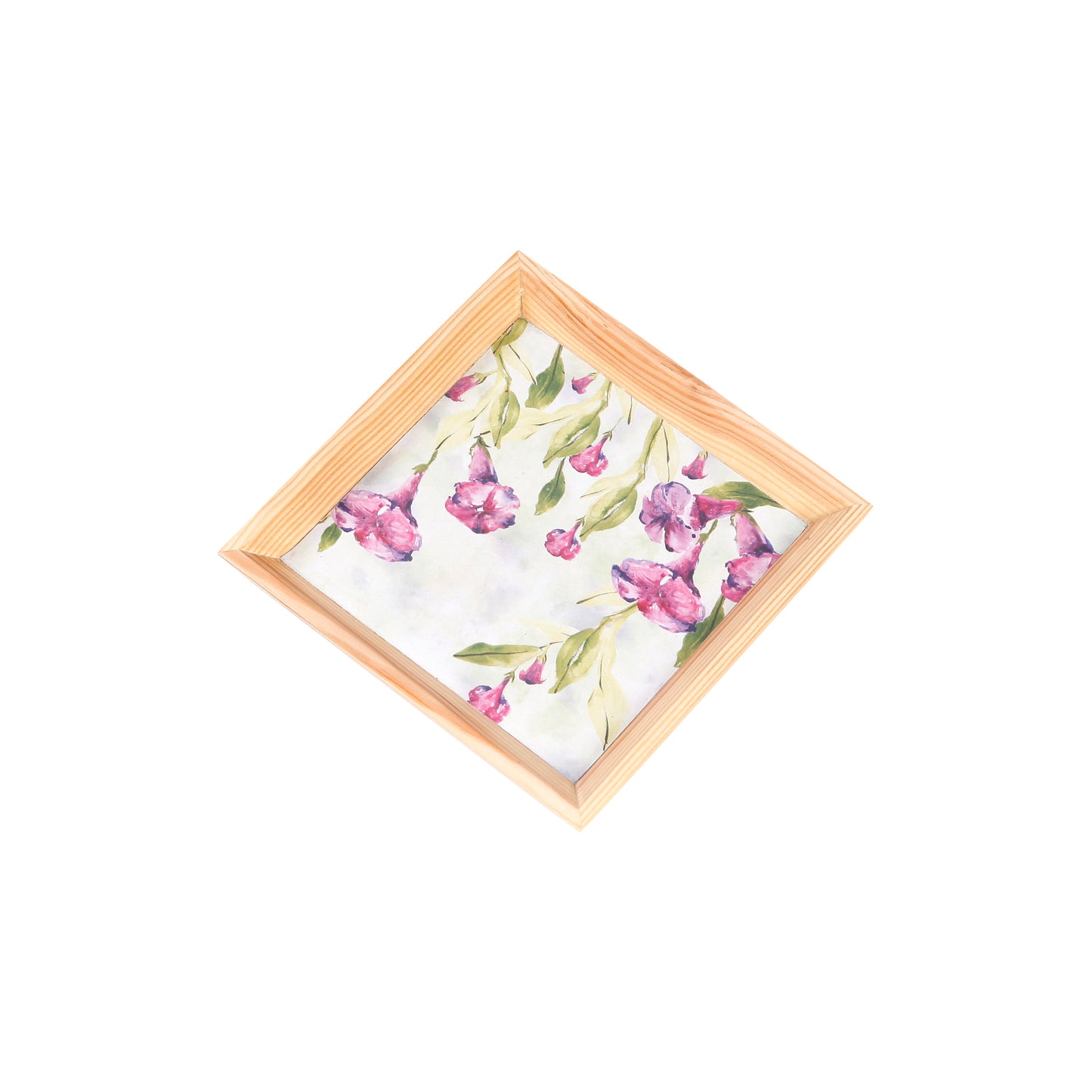 A Tiny Mistake Morning Glory Small Square Wooden Serving Tray, 18 x 18 x 2 cm