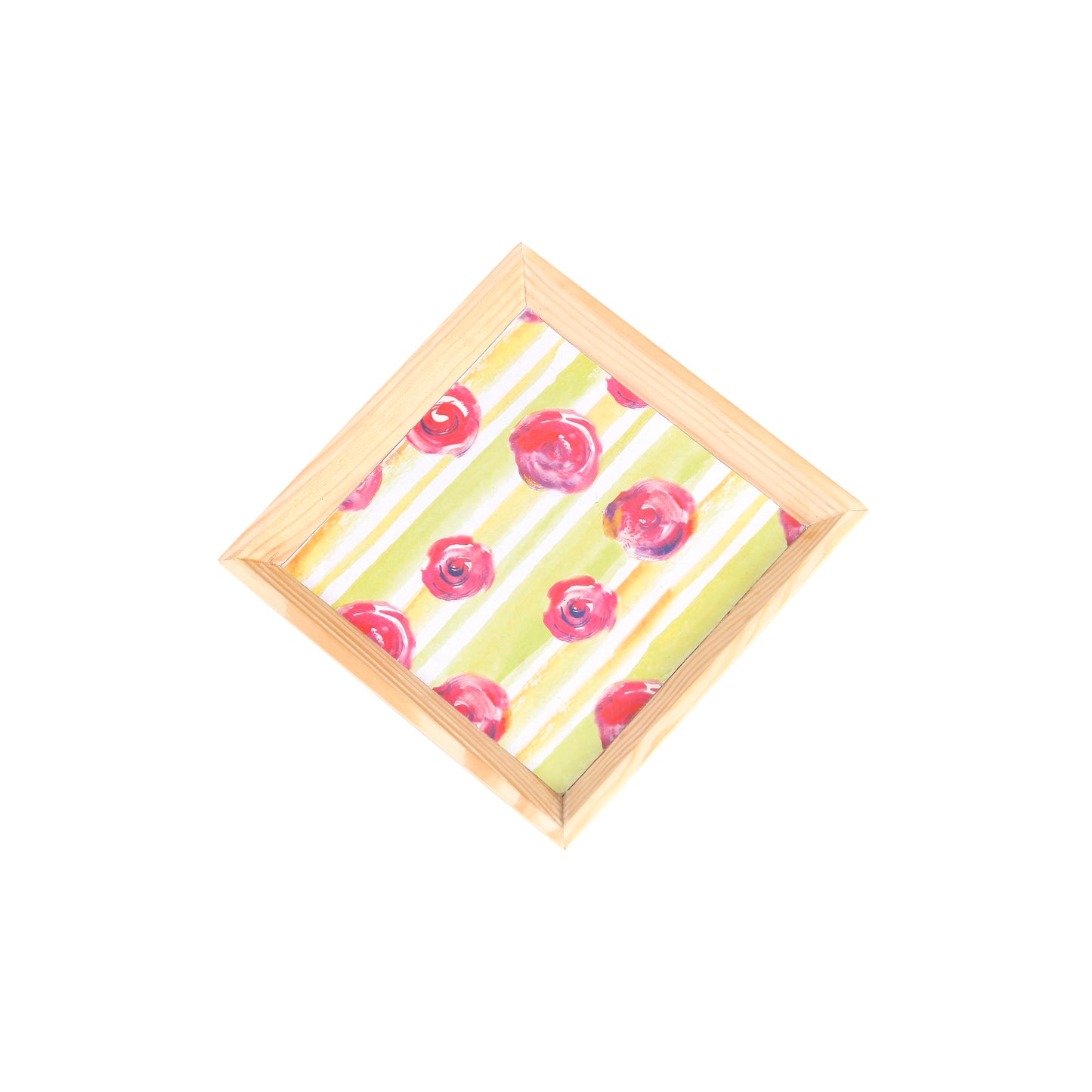 A Tiny Mistake Rose Garden Small Square Wooden Serving Tray, 18 x 18 x 2 cm
