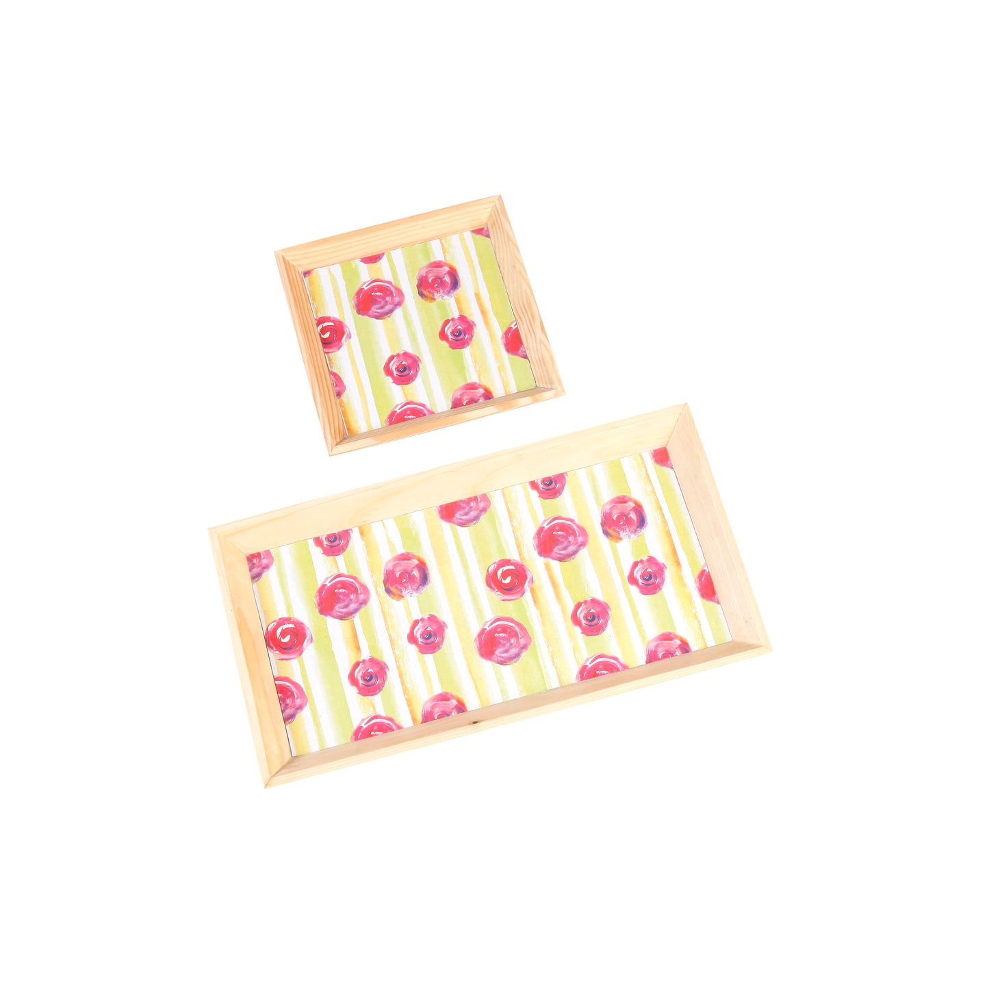 A Tiny Mistake Rose Garden Small Square Wooden Serving Tray, 18 x 18 x 2 cm