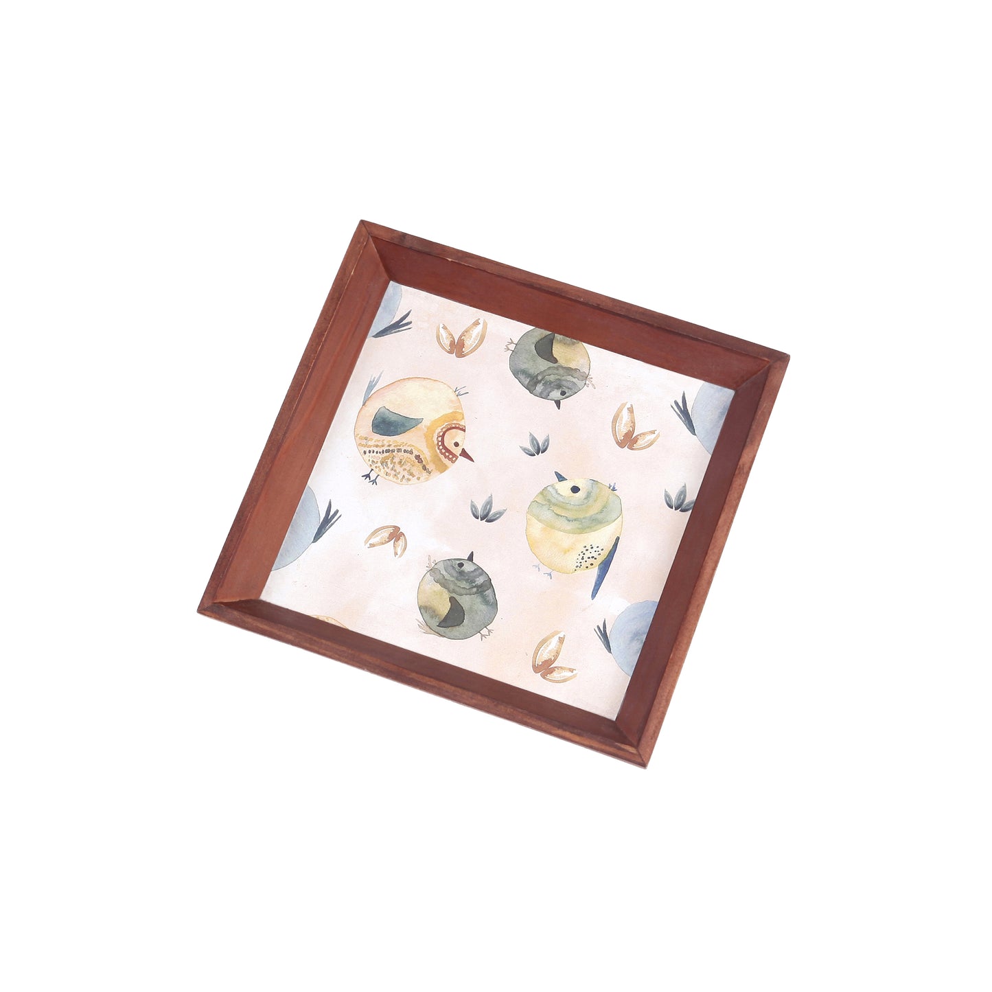 A Tiny Mistake Cute Birds Small Square Wooden Serving Tray, 18 x 18 x 2 cm