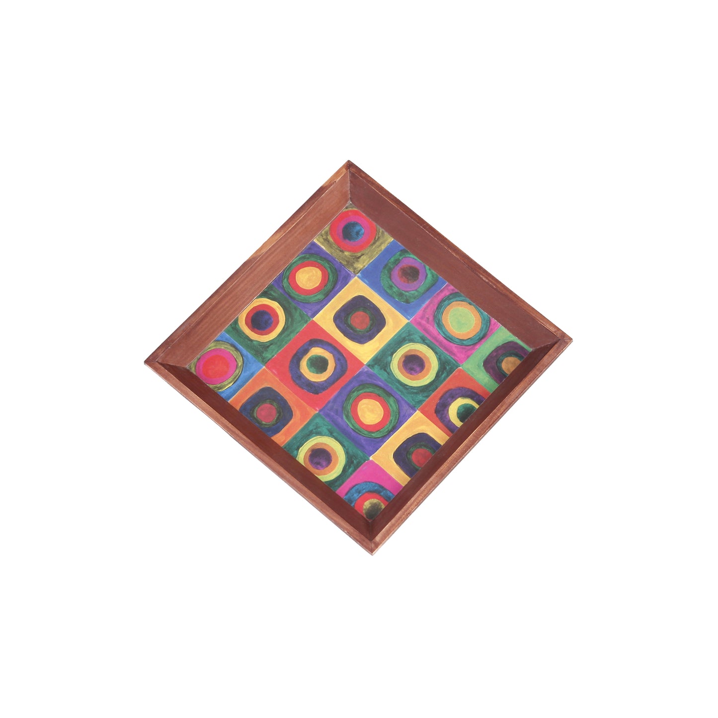 A Tiny Mistake Modern Art Small Square Wooden Serving Tray, 18 x 18 x 2 cm