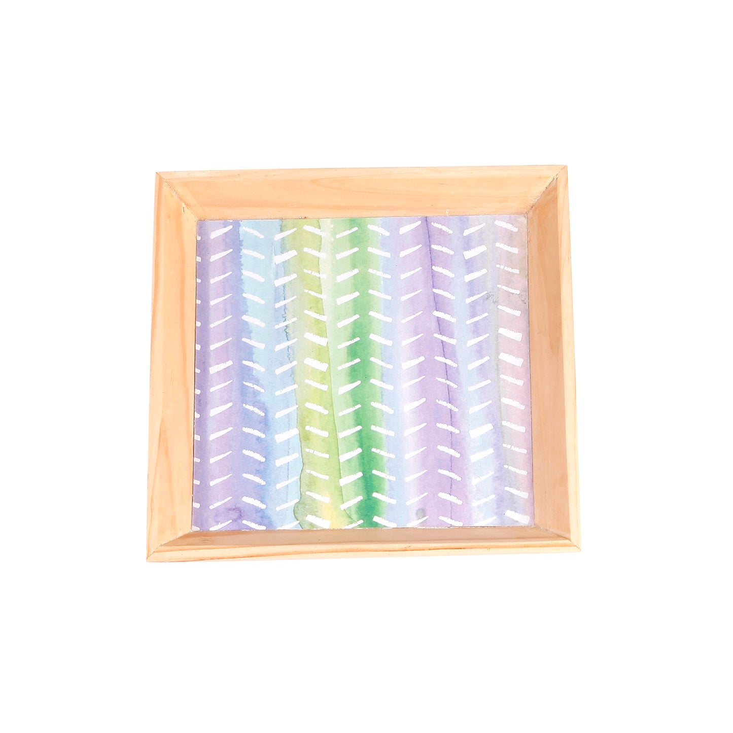 A Tiny Mistake Watercolour Lines Small Square Wooden Serving Tray, 18 x 18 x 2 cm