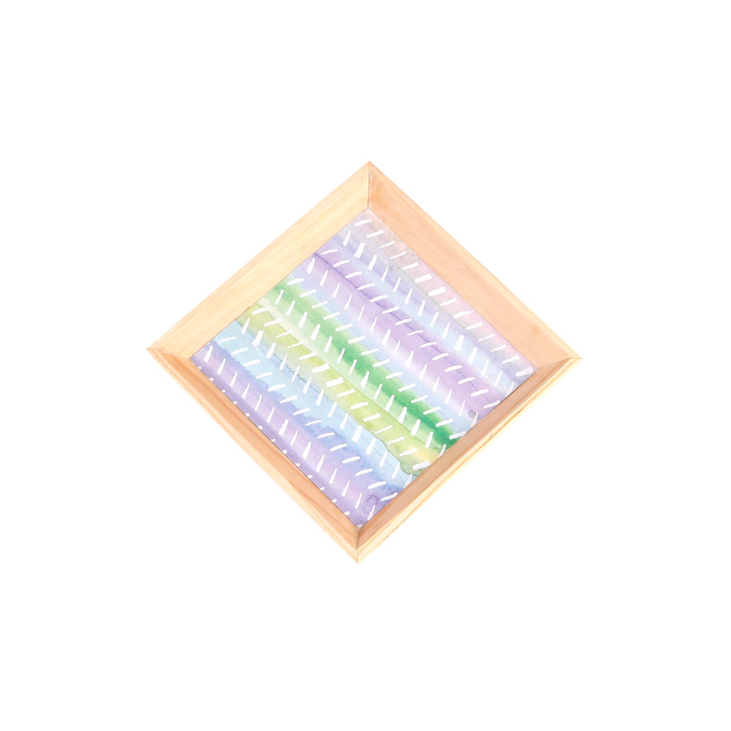 A Tiny Mistake Watercolour Lines Small Square Wooden Serving Tray, 18 x 18 x 2 cm