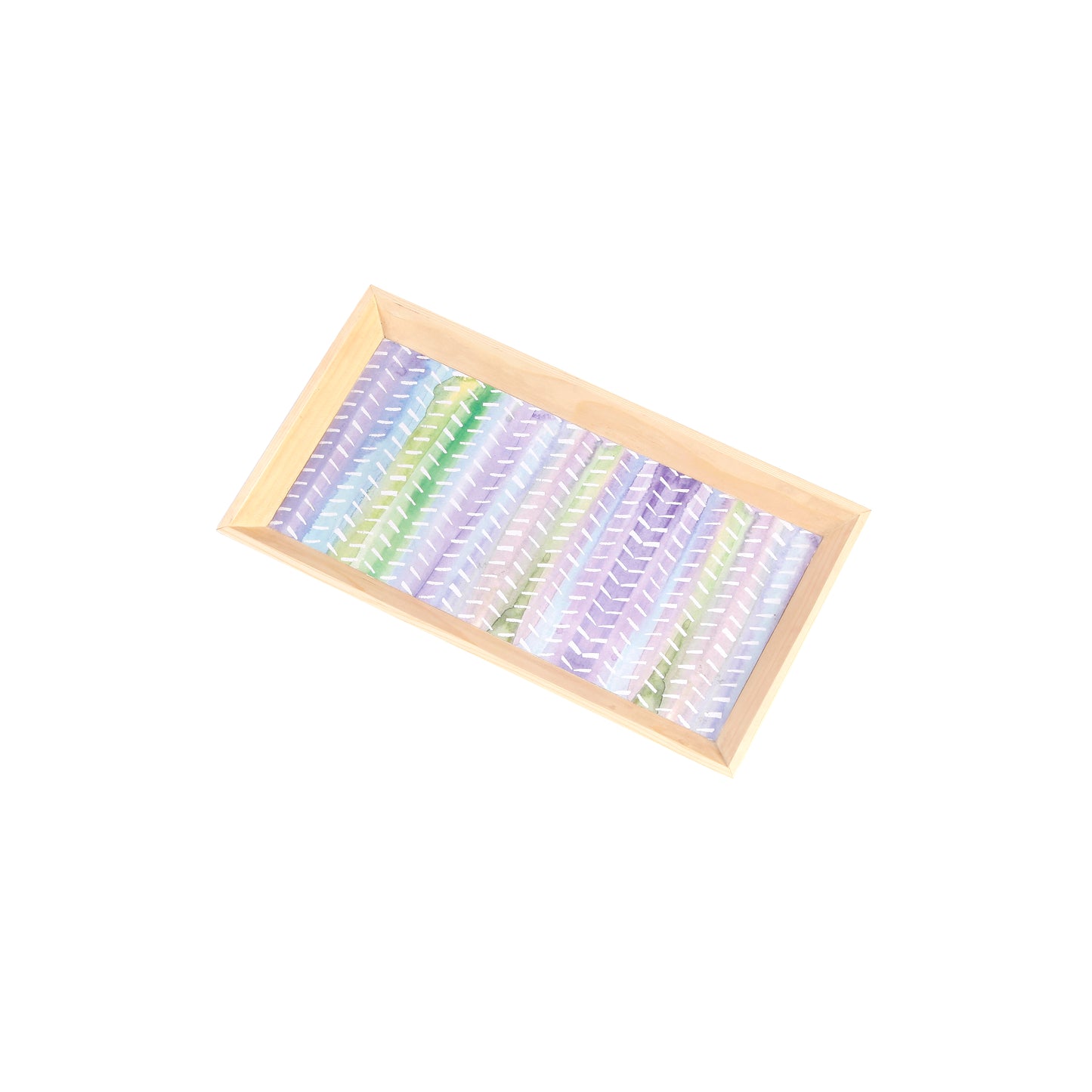 A Tiny Mistake Watercolour Lines Wooden Serving Tray, 35 x 20 x 2 cm
