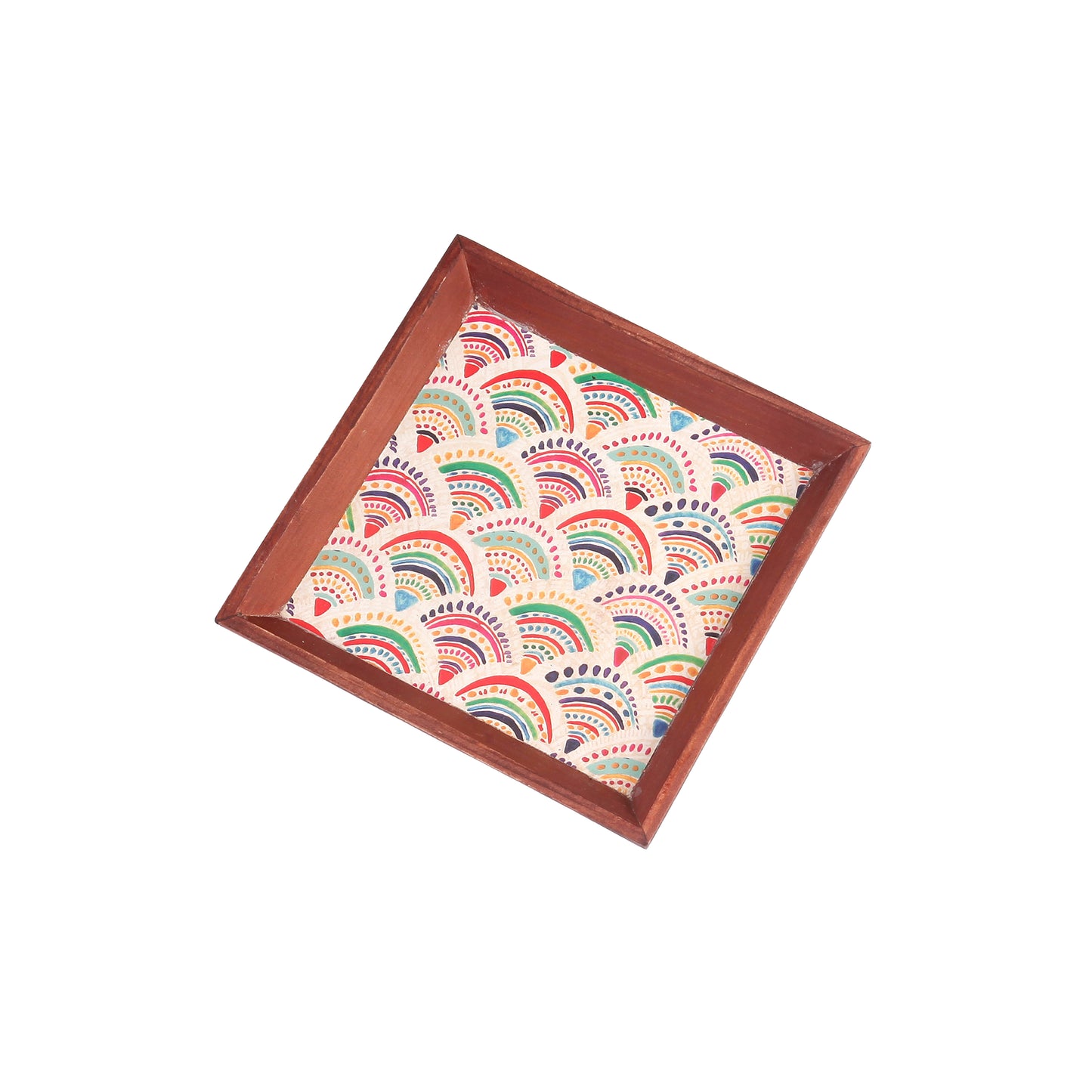 A Tiny Mistake Pankha Small Square Wooden Serving Tray, 18 x 18 x 2 cm