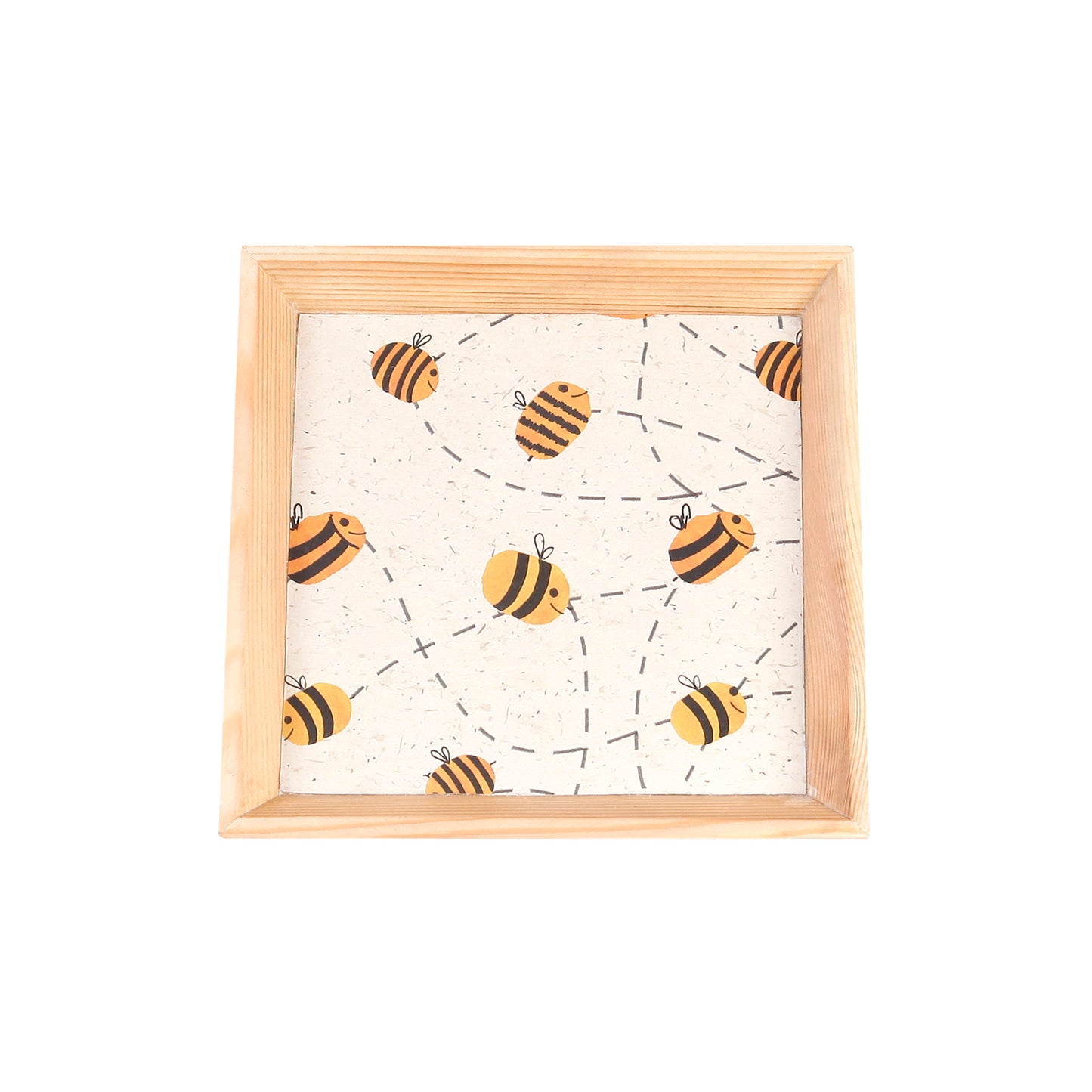 A Tiny Mistake Buzybee Small Square Wooden Serving Tray, 18 x 18 x 2 cm