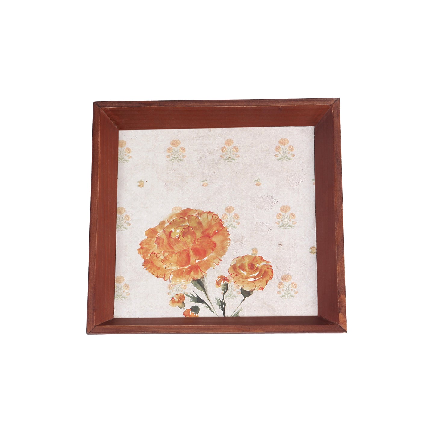 A Tiny Mistake Marigold Small Square Wooden Serving Tray, 18 x 18 x 2 cm