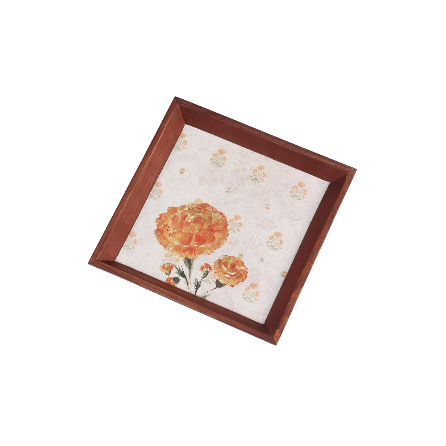 A Tiny Mistake Marigold Small Square Wooden Serving Tray, 18 x 18 x 2 cm