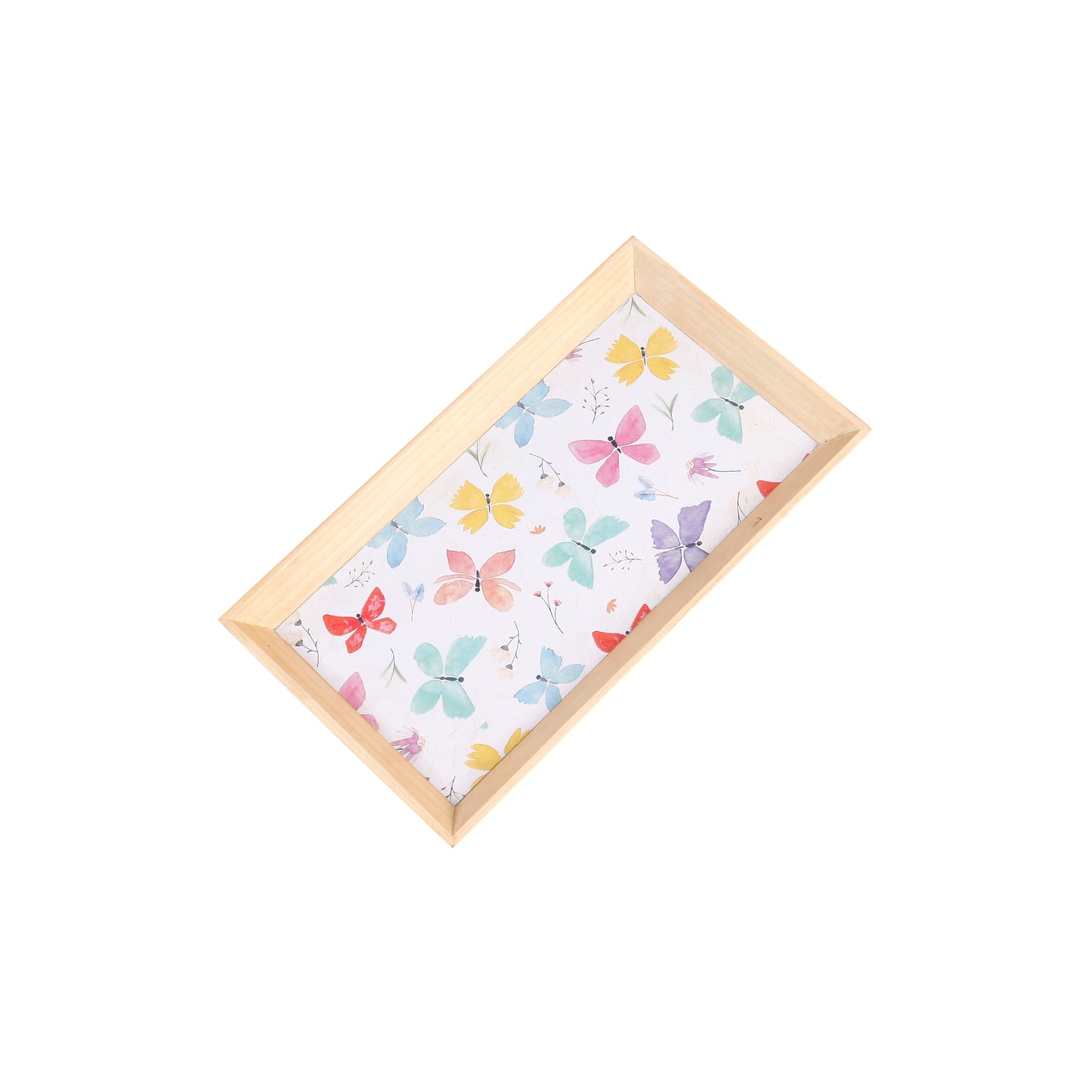 A Tiny Mistake Butterflies Rectangle Wooden Serving Tray, 35 x 20 x 2 cm