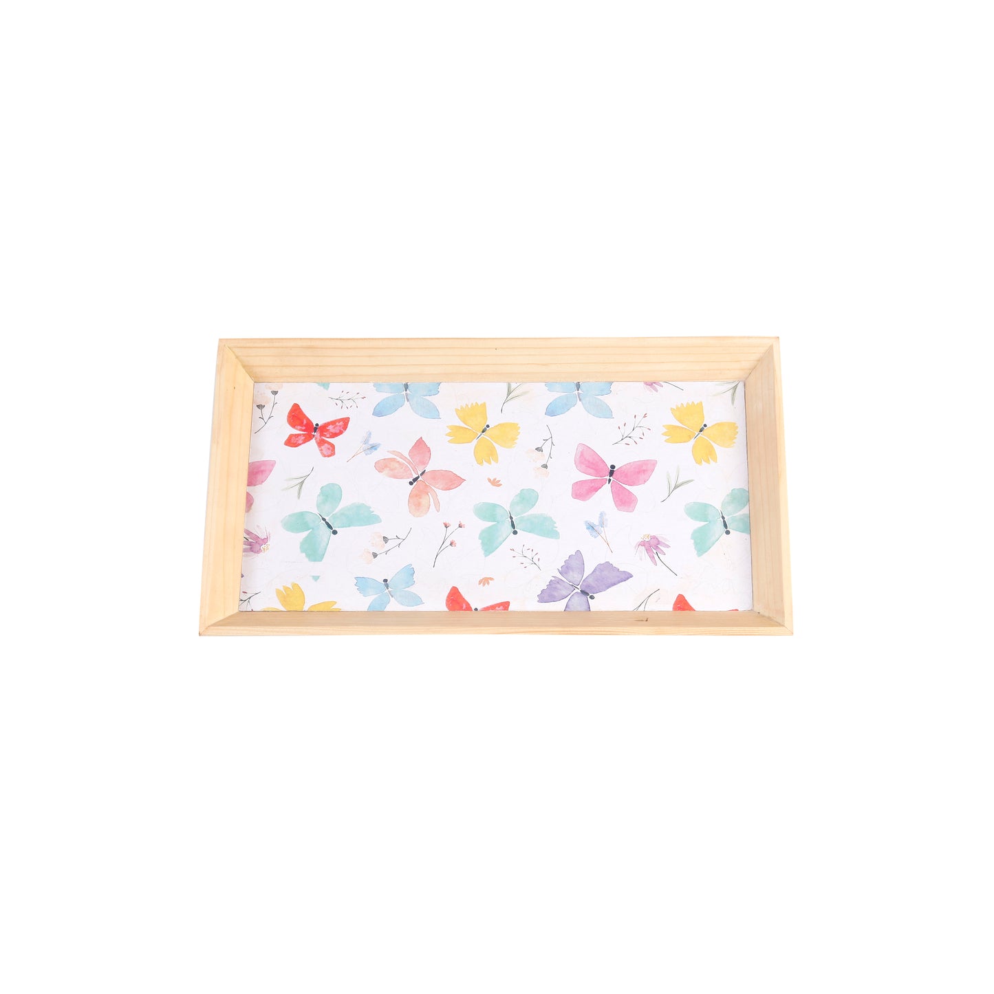 A Tiny Mistake Butterflies Rectangle Wooden Serving Tray, 35 x 20 x 2 cm