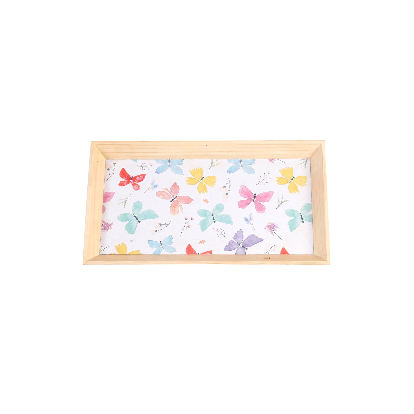 A Tiny Mistake Butterflies Rectangle Wooden Serving Tray, 35 x 20 x 2 cm