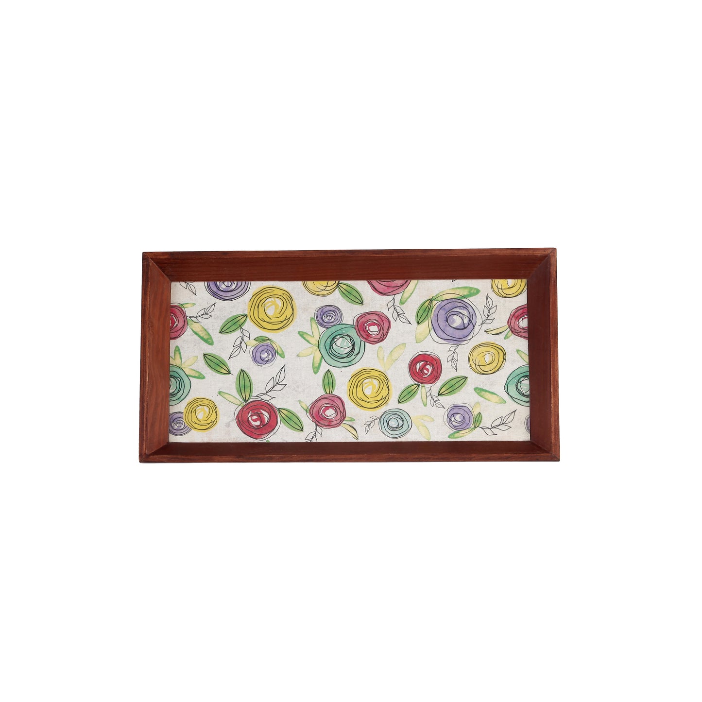 A Tiny Mistake Flora Rectangle Wooden Serving Tray, 35 x 20 x 2 cm