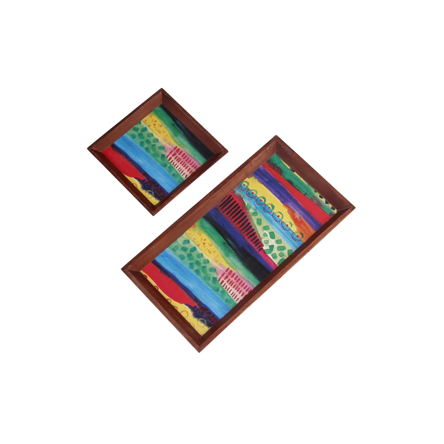 A Tiny Mistake Abstract Lines Small Square Wooden Serving Tray, 18 x 18 x 2 cm