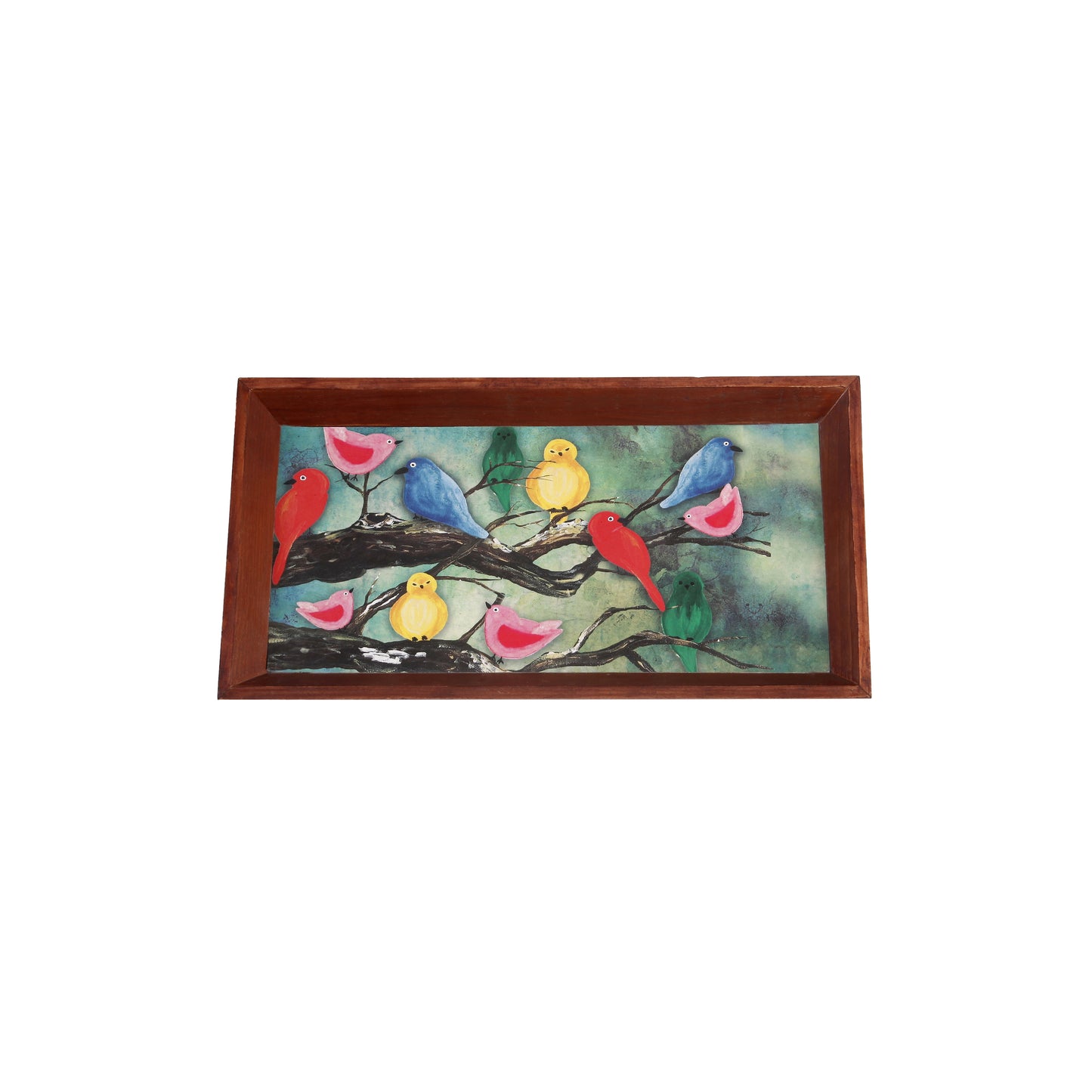 A Tiny Mistake Birds on a Branch Rectangle Wooden Serving Tray, 35 x 20 x 2 cm