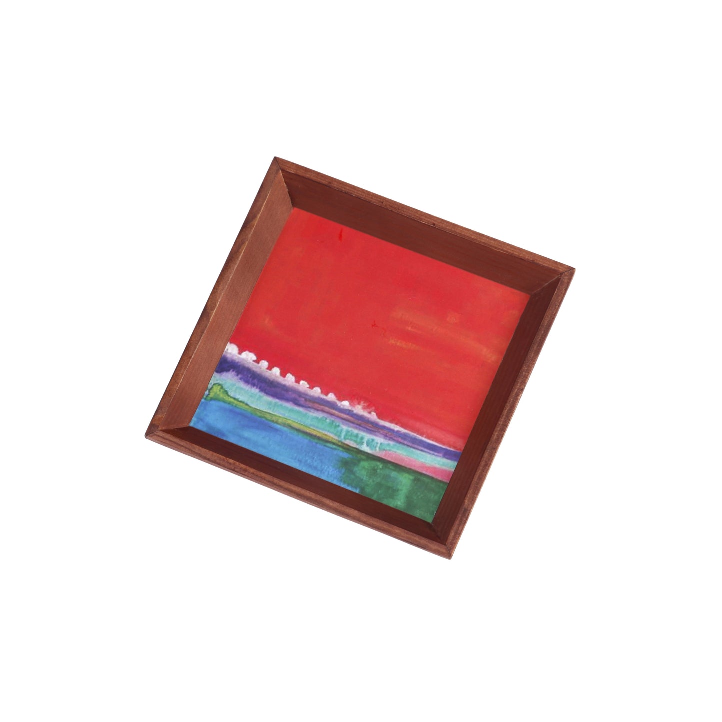 A Tiny Mistake Horizon Small Square Wooden Serving Tray, 18 x 18 x 2 cm